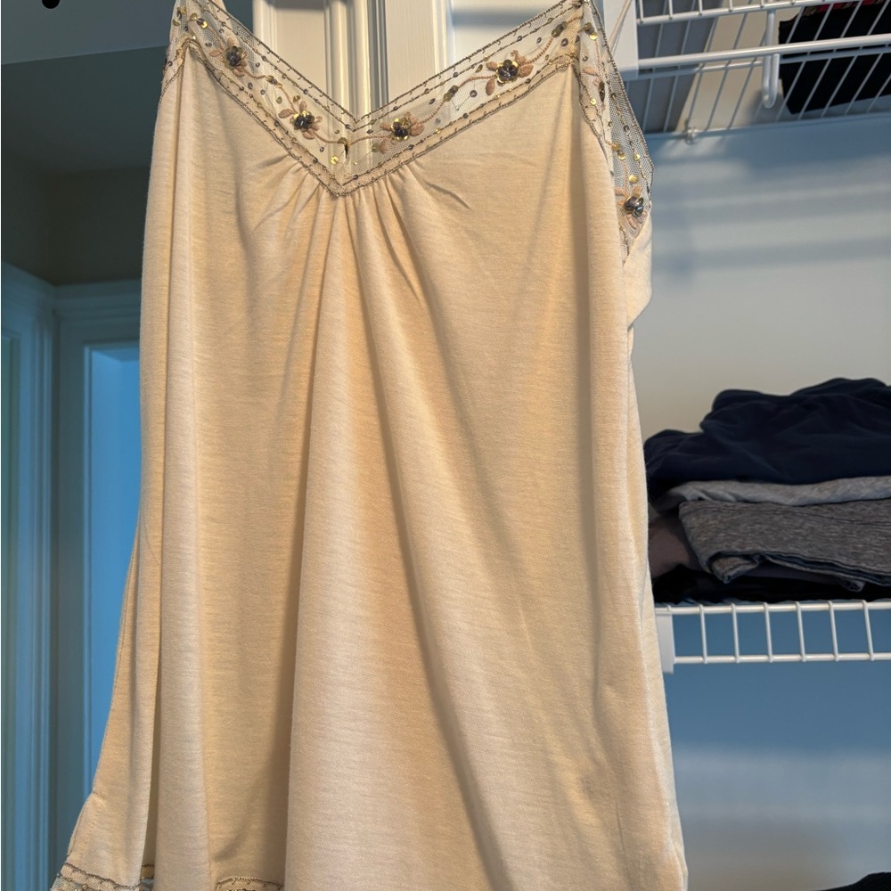 Banana Republic Cream Lace Detail Top